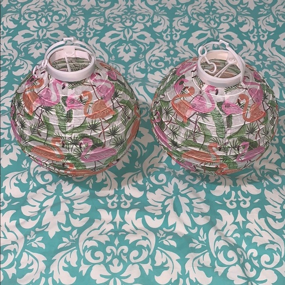 Tropical flamingo pattern hanging lanterns - Picture 1 of 3